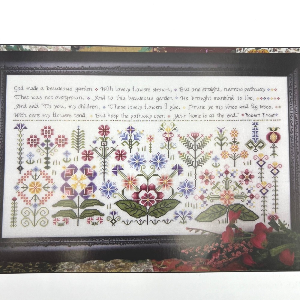 Rosewood Manor Beauteous Garden Cross Stitch Chart S-1050 Robert Frost Poem God